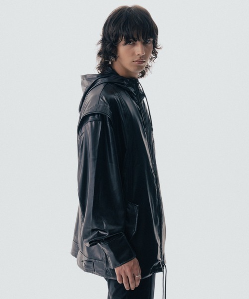 ROYAL FLASH（ロイヤルフラッシュ）の「Maison ULA/メゾン ウラ/レザーライクブルゾン（ブルゾン・メンズ・ブラック/アイボリー・2/1）」の7枚目の写真