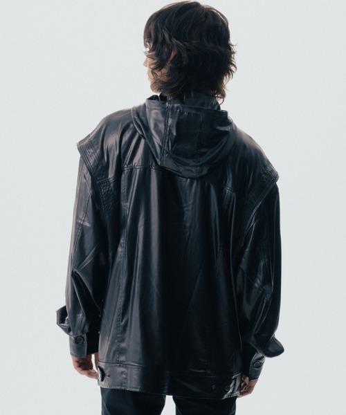 ROYAL FLASH（ロイヤルフラッシュ）の「Maison ULA/メゾン ウラ/レザーライクブルゾン（ブルゾン・メンズ・ブラック/アイボリー・2/1）」の8枚目の写真