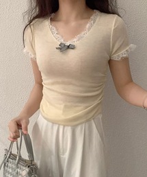 新色追加/2タイプ展開 レイヤード風半袖トップス