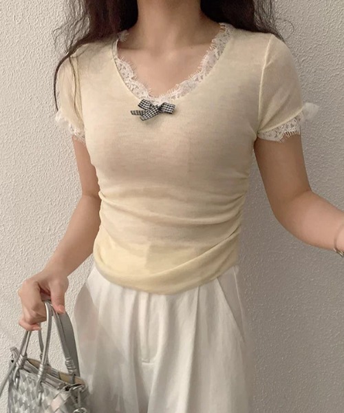 AsRiRe（アスリレイ）の「新色追加/2タイプ展開 レイヤード風半袖トップス（Tシャツ/カットソー・レディース・ブルー/グレー/ブラック/ブラック系その他/ブルー系その他/アイボリー/ネイビー/ホワイト系・M）」の2枚目の写真