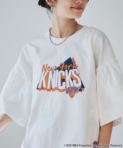 coen(コーエン)の「NBA別注 フレアスリーブロゴプリントTシャツ(Tシャツ/カットソー・レディース・オフホワイト/ライトグレー/ダークグレー/コバルトブルー・M/L)」の8枚目の写真