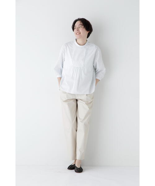 「human woman」 ドルマンスリーブブラウス MEDIUM ネイビー レディース セール】 ニットドッキング ブラウス （シャツ・ブラウス