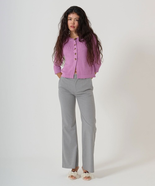 TINA:JOJUN(ティーナジョジュン)の「ストライプ フレアスラックス TINA:JOJUN(スラックス・レディース・ライトグレー/ダークグレー・S/M)」の1枚目の写真