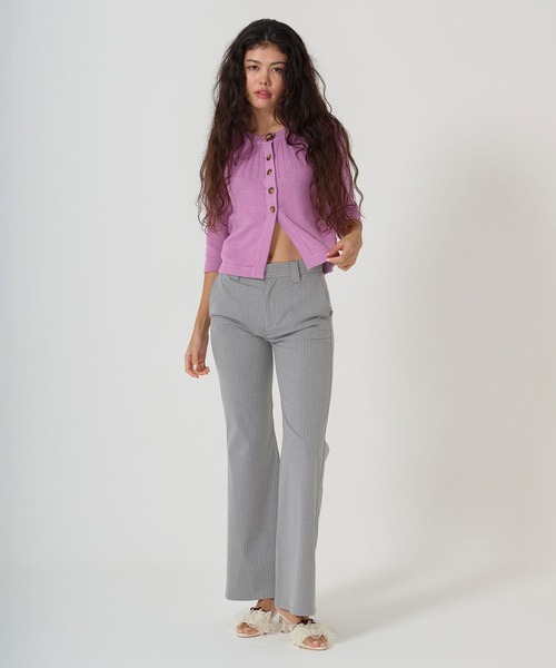 TINA:JOJUN(ティーナジョジュン)の「ストライプ フレアスラックス TINA:JOJUN(スラックス・レディース・ライトグレー/ダークグレー・S/M)」の4枚目の写真