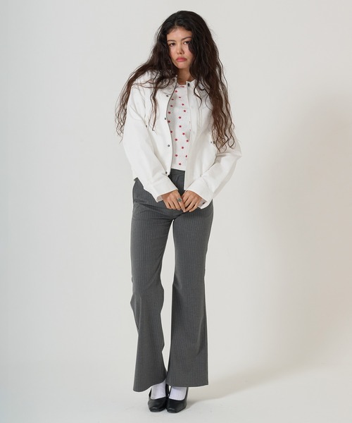 TINA:JOJUN(ティーナジョジュン)の「ストライプ フレアスラックス TINA:JOJUN(スラックス・レディース・ライトグレー/ダークグレー・S/M)」の10枚目の写真