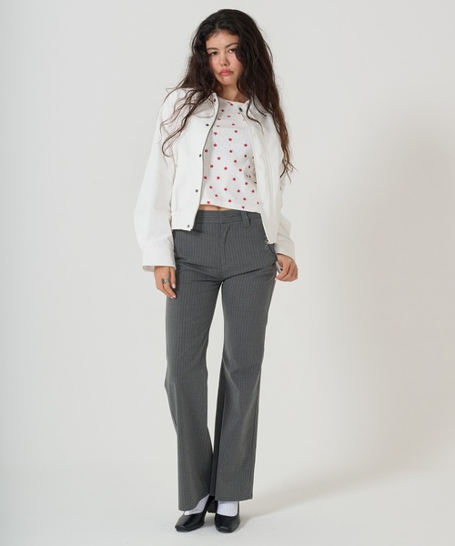 TINA:JOJUN(ティーナジョジュン)の「ストライプ フレアスラックス TINA:JOJUN(スラックス・レディース・ライトグレー/ダークグレー・S/M)」の11枚目の写真