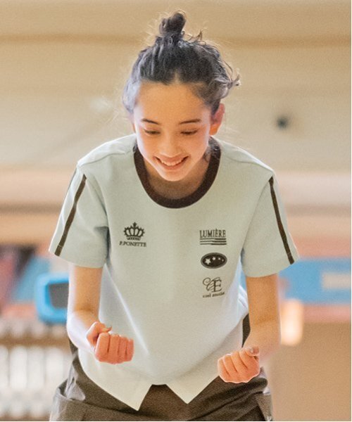 pom ponette junior(ポンポネットジュニア)の「ヘムシャツレイヤードライクTシャツ(Tシャツ/カットソー・キッズ・ブラック/ブルーグリーン・M:150cm/LL(165cm)/L:160cm/S:140cm)」の5枚目の写真