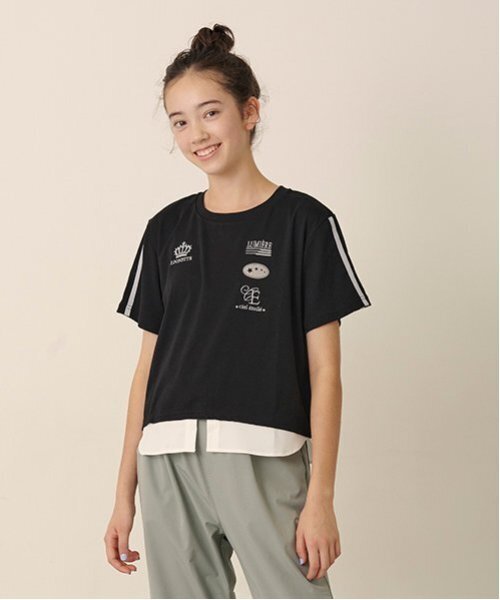 pom ponette junior(ポンポネットジュニア)の「ヘムシャツレイヤードライクTシャツ(Tシャツ/カットソー・キッズ・ブラック/ブルーグリーン・M:150cm/LL(165cm)/L:160cm/S:140cm)」の8枚目の写真