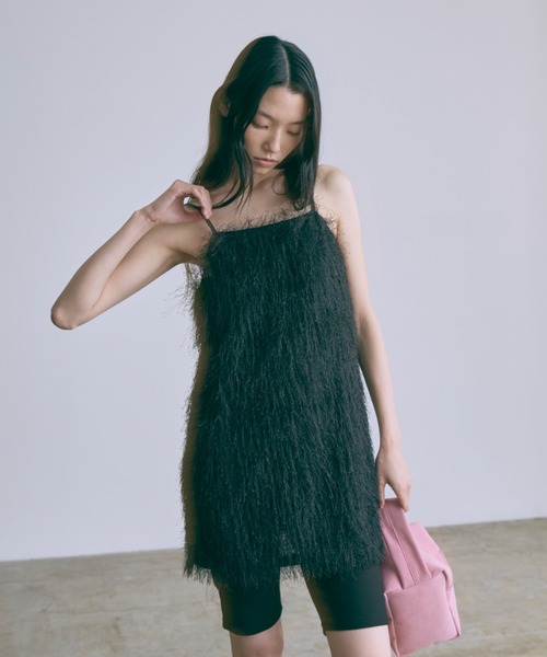 EN NEUME(エンノイム)の「Fringe Tunic Camisole Dress(ワンピース・レディース・アイボリー/ブラック・FREE)」の2枚目の写真