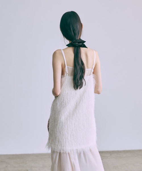 EN NEUME(エンノイム)の「Fringe Tunic Camisole Dress(ワンピース・レディース・アイボリー/ブラック・FREE)」の5枚目の写真