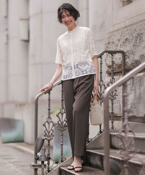 J.PRESS(ジェイプレス)の「【洗える・接触冷感・吸水速乾】Lightジョーゼット ワイド パンツ(その他パンツ・レディース・ネイビー系/ダークブラウン系/ベージュ系・7/9/11)」の16枚目の写真