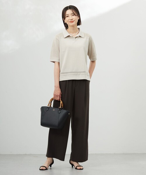J.PRESS(ジェイプレス)の「【洗える・接触冷感・吸水速乾】Lightジョーゼット ワイド パンツ(その他パンツ・レディース・ネイビー系/ダークブラウン系/ベージュ系・7/9/11)」の21枚目の写真