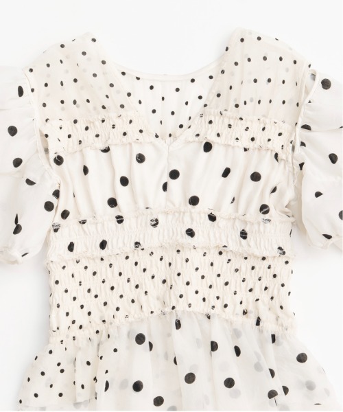 2way Sleeve Dot Ruffle Blouse/2WAYスリーブドットフリル