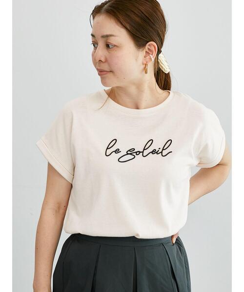 Lugnoncure（ルノンキュール）の「フロント刺繍Tシャツ（Tシャツ/カットソー・レディース・ブラック/ピンク/オフホワイト・F）」の3枚目の写真