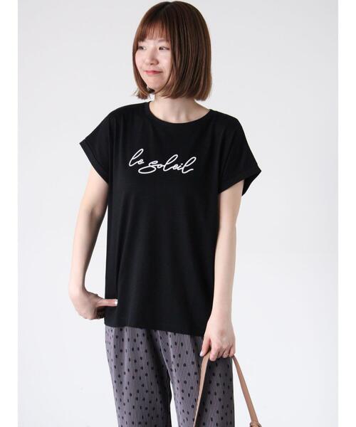 Lugnoncure（ルノンキュール）の「フロント刺繍Tシャツ（Tシャツ/カットソー・レディース・ブラック/ピンク/オフホワイト・F）」の8枚目の写真