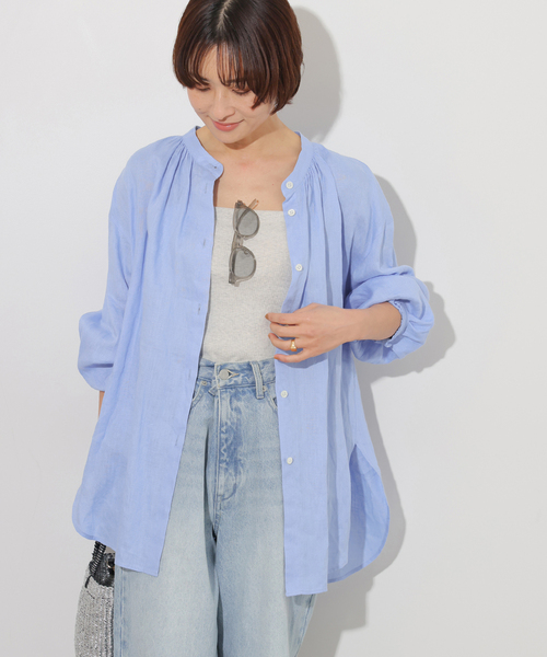 JOURNAL STANDARD relume(ジャーナルスタンダード レリューム)の「カラーリネンギャザーブラウス(シャツ/ブラウス・レディース・ブルー系その他/ホワイト・FREE)」の15枚目の写真