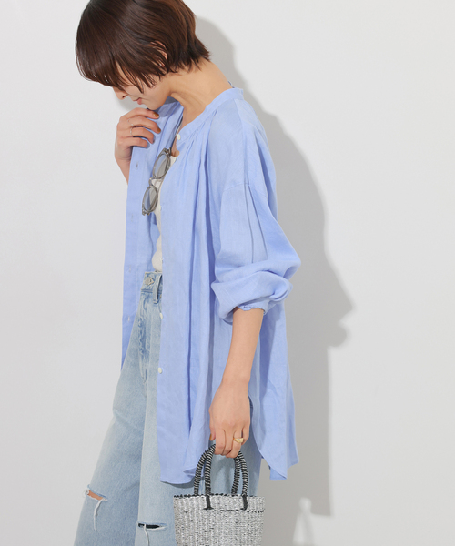 JOURNAL STANDARD relume(ジャーナルスタンダード レリューム)の「カラーリネンギャザーブラウス(シャツ/ブラウス・レディース・ブルー系その他/ホワイト・FREE)」の16枚目の写真
