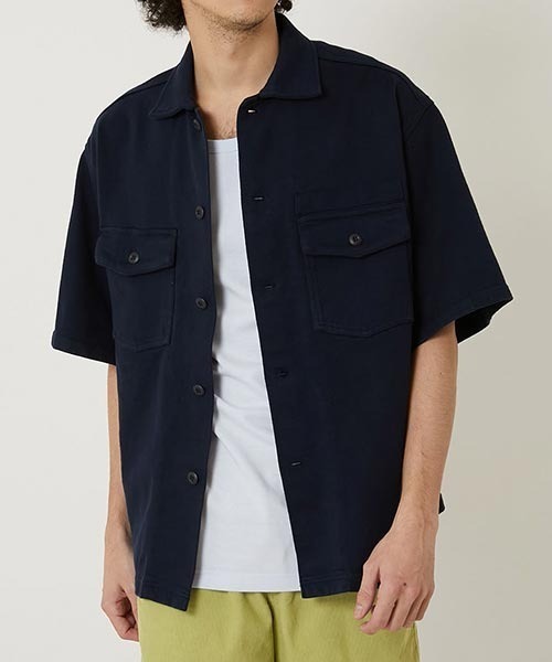 BLUE BLUE（ブルーブルー）の「スーパーヘビーテンジク ショートスリーブ ミリタリーシャツ（シャツ/ブラウス・メンズ・オフホワイト/オリーブ/ネイビー・SMALL/LARGE/MEDIUM）」の5枚目の写真