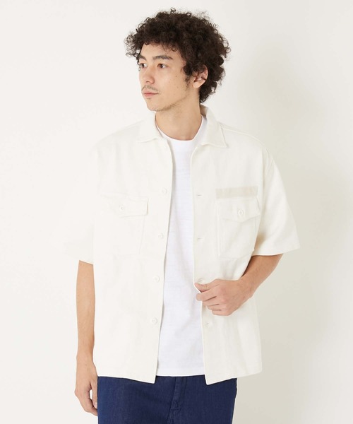 BLUE BLUE（ブルーブルー）の「スーパーヘビーテンジク ショートスリーブ ミリタリーシャツ（シャツ/ブラウス・メンズ・オフホワイト/オリーブ/ネイビー・SMALL/LARGE/MEDIUM）」の6枚目の写真