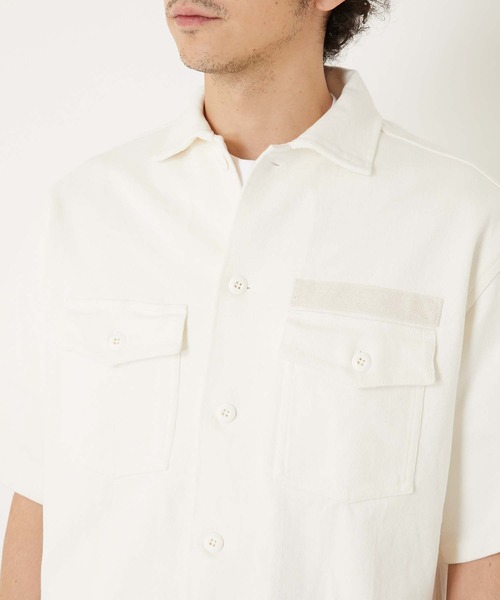 BLUE BLUE（ブルーブルー）の「スーパーヘビーテンジク ショートスリーブ ミリタリーシャツ（シャツ/ブラウス・メンズ・オフホワイト/オリーブ/ネイビー・SMALL/LARGE/MEDIUM）」の9枚目の写真