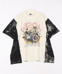 151683：ロックなキャッツ柄 ムラ染め切替BIG-T