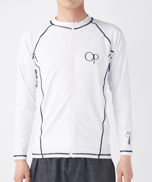 Ocean Pacific（オーシャンパシフィック）の「【OP:オーピー】長袖ラッシュガード　水着　フロントジップ　UVケア（ラッシュガード・メンズ・ブラック/ネイビー/ホワイト・LARGE/MEDIUM/X-LARGE/XX-LARGE）」の5枚目の写真
