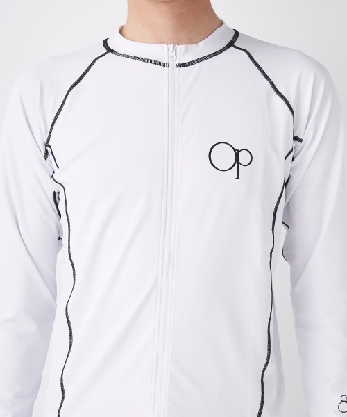 Ocean Pacific（オーシャンパシフィック）の「【OP:オーピー】長袖ラッシュガード　水着　フロントジップ　UVケア（ラッシュガード・メンズ・ブラック/ネイビー/ホワイト・LARGE/MEDIUM/X-LARGE/XX-LARGE）」の8枚目の写真