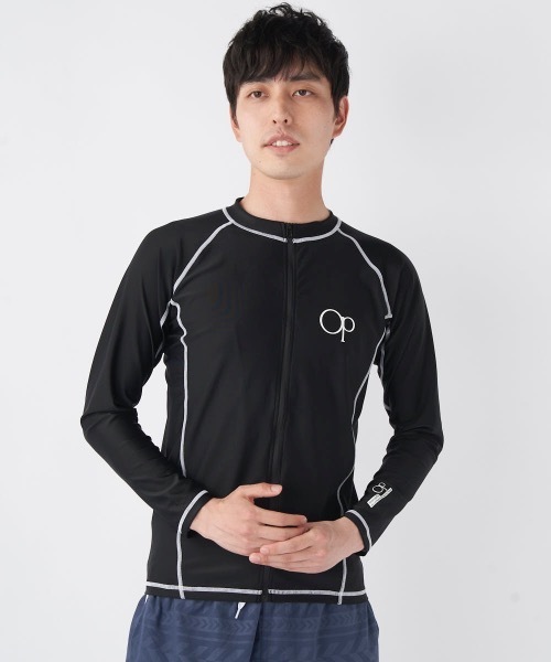 Ocean Pacific（オーシャンパシフィック）の「【OP:オーピー】長袖ラッシュガード　水着　フロントジップ　UVケア（ラッシュガード・メンズ・ブラック/ネイビー/ホワイト・LARGE/MEDIUM/X-LARGE/XX-LARGE）」の14枚目の写真
