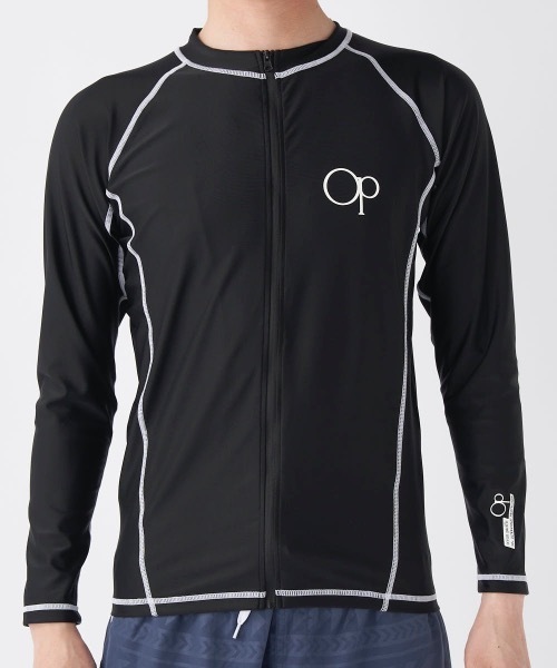 Ocean Pacific（オーシャンパシフィック）の「【OP:オーピー】長袖ラッシュガード　水着　フロントジップ　UVケア（ラッシュガード・メンズ・ブラック/ネイビー/ホワイト・LARGE/MEDIUM/X-LARGE/XX-LARGE）」の15枚目の写真