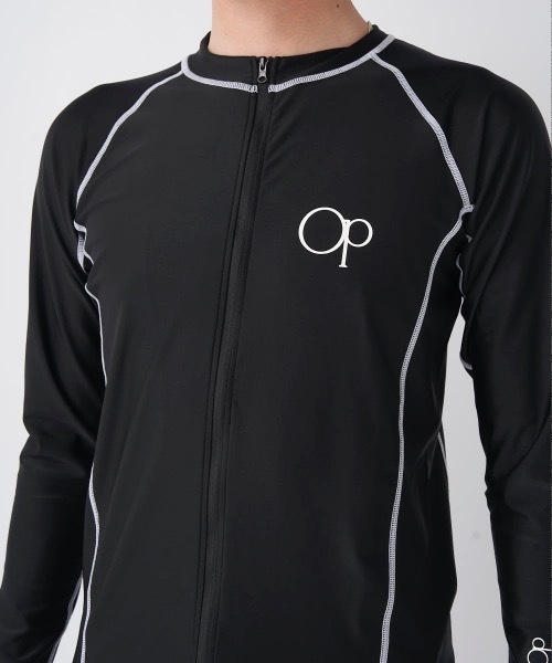 Ocean Pacific（オーシャンパシフィック）の「【OP:オーピー】長袖ラッシュガード　水着　フロントジップ　UVケア（ラッシュガード・メンズ・ブラック/ネイビー/ホワイト・LARGE/MEDIUM/X-LARGE/XX-LARGE）」の18枚目の写真