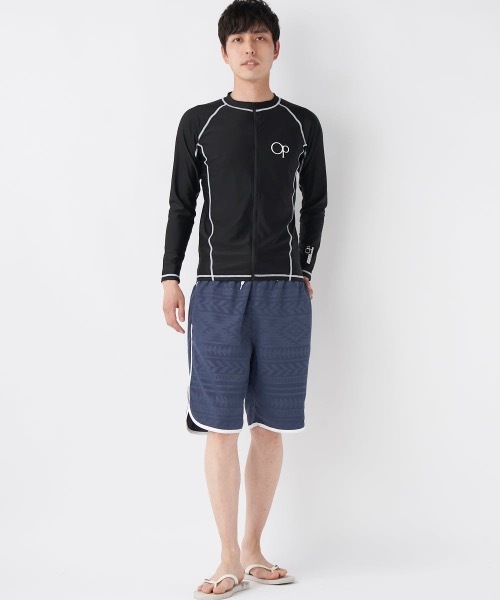 Ocean Pacific（オーシャンパシフィック）の「【OP:オーピー】長袖ラッシュガード　水着　フロントジップ　UVケア（ラッシュガード・メンズ・ブラック/ネイビー/ホワイト・LARGE/MEDIUM/X-LARGE/XX-LARGE）」の21枚目の写真