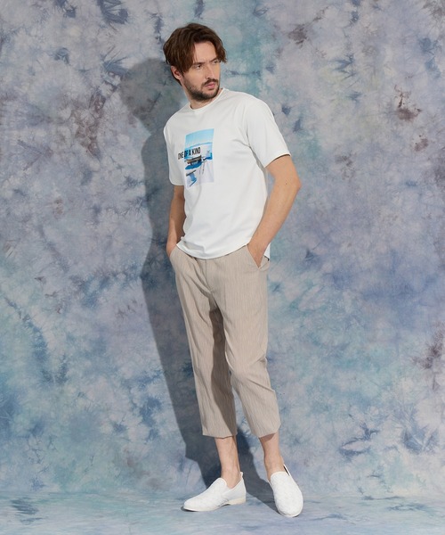 HIDEAWAYS NICOLE(ハイダウェイニコル)の「アラカルトプリントクルーネック半袖Tシャツ(Tシャツ/カットソー・メンズ・ブラック/オフホワイト/ミント・MEDIUM/LARGE/X-LARGE)」の7枚目の写真