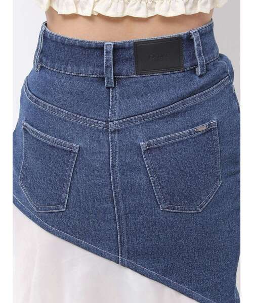 EATME（イートミー）の「アシンメトリーマーメイドデニムスカート（デニムスカート・レディース・ブルー/ライトブルー/ブラック・MEDIUM/SMALL）」の4枚目の写真