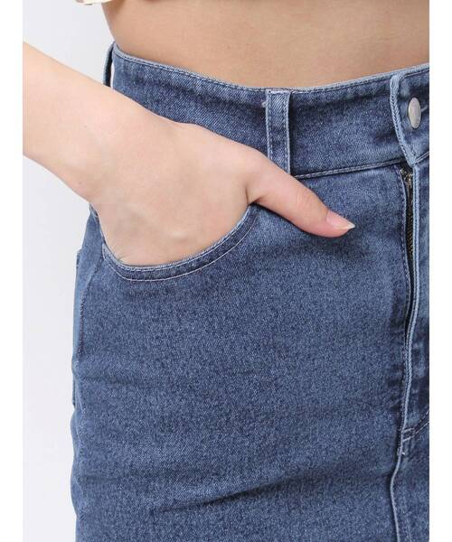 EATME（イートミー）の「アシンメトリーマーメイドデニムスカート（デニムスカート・レディース・ブルー/ライトブルー/ブラック・MEDIUM/SMALL）」の6枚目の写真