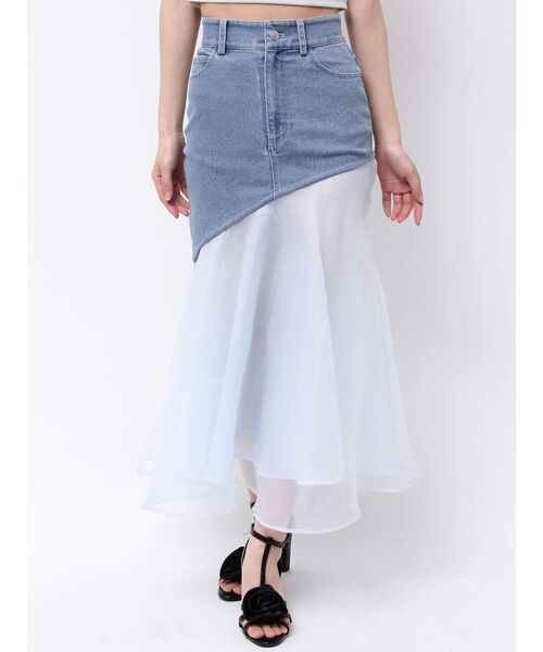 EATME(イートミー)の「アシンメトリーマーメイドデニムスカート(デニムスカート・レディース・ブラック/ブルー/ライトブルー・SMALL/MEDIUM)」の10枚目の写真