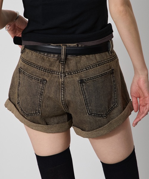 VQ(ブイキュー)の「【腰回りがコンパクトに◎】Vintage Processing denim shorts / ビンテージ加工 ロールアップ デニムショートパンツ (ベルト付き)y2k ギャル(デニムパンツ・レディース・グレー/ブルー・SMALL/MEDIUM/LARGE)」の21枚目の写真