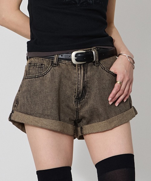 VQ(ブイキュー)の「【腰回りがコンパクトに◎】Vintage Processing denim shorts / ビンテージ加工 ロールアップ デニムショートパンツ (ベルト付き)y2k ギャル(デニムパンツ・レディース・グレー/ブルー・SMALL/MEDIUM/LARGE)」の15枚目の写真