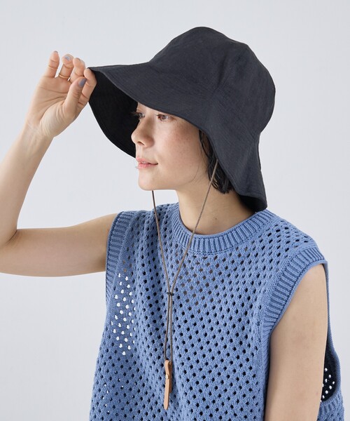 Nine Tailor(ナインテイラー)の「【Nine Tailor/ナインテーラー】 Canna Hat リネンハット(ハット・レディース・チャコールグレー/ベージュ/ラベンダー/モスグリーン/ブラック・フリー)」の2枚目の写真
