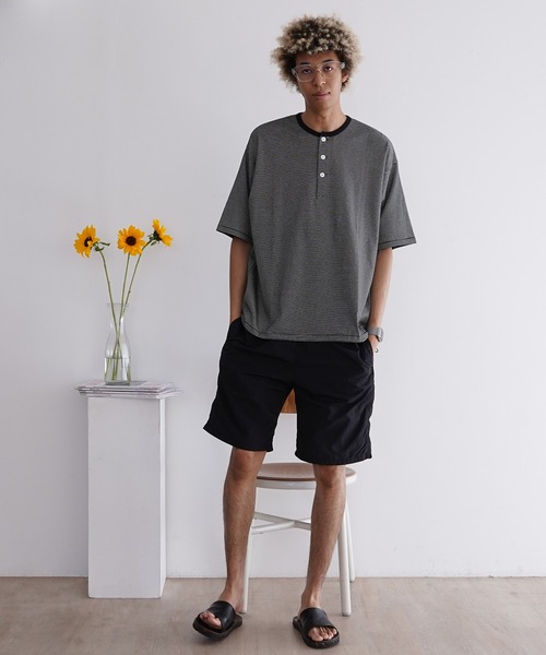 Healthknit(ヘルスニット)の「Healthknit NARROW BORDER JERSEY Side Slit (#51044)(Tシャツ/カットソー・メンズ・ブラック系その他・MEDIUM/LARGE/X-LARGE)」の5枚目の写真