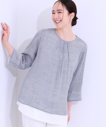 SHOO・LA・RUE | 【洗える/S-LL】一枚でサマ見え お袖折り返し 裾レイヤードトップス(Tシャツ/カットソー)