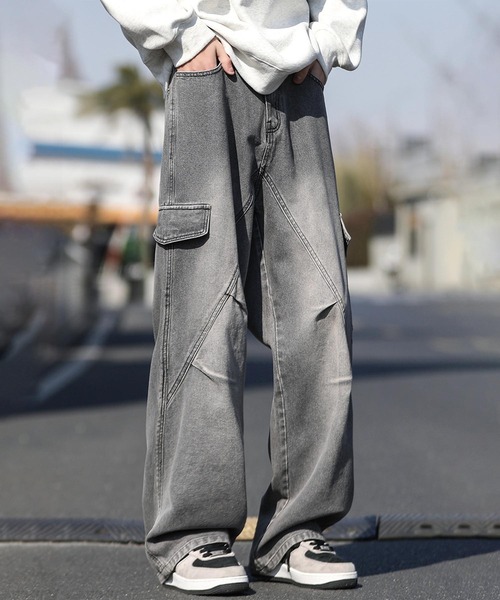 aimoha(アイモハ)の「カーゴワイドデニムパンツ(デニムパンツ・メンズ・ライトブルー/ブラック/グレー/ベージュ/ネイビー・X-LARGE/LARGE/MEDIUM)」の3枚目の写真
