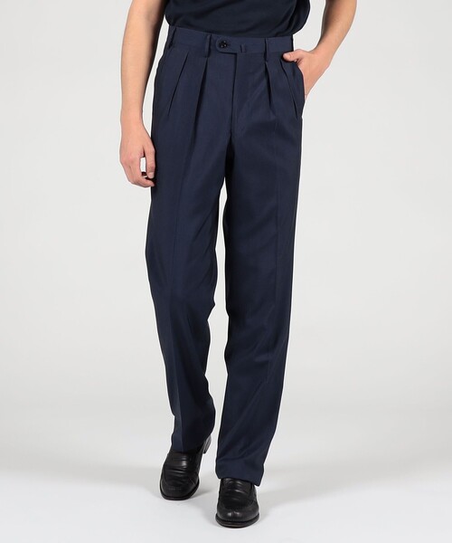 セール】ウールシルク イン2プリーツ ストレートスラックス MARZOTTO