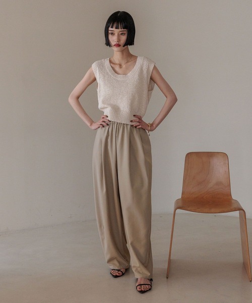 LOWRYS FARM(ローリーズファーム)の「スラブバックボタンベスト 324441(ニット/セーター・レディース・アイボリー/ブラック/レッド/パープル/ブラウン・FREE)」の21枚目の写真