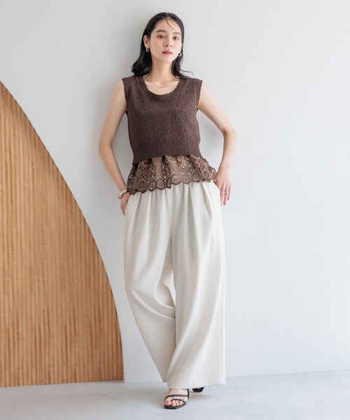 LOWRYS FARM(ローリーズファーム)の「スラブバックボタンベスト 324441(ニット/セーター・レディース・アイボリー/ブラック/レッド/パープル/ブラウン・FREE)」の16枚目の写真