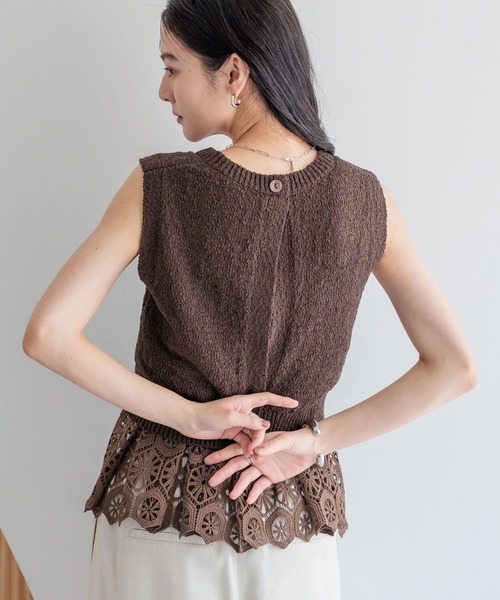 LOWRYS FARM(ローリーズファーム)の「スラブバックボタンベスト 324441(ニット/セーター・レディース・アイボリー/ブラック/レッド/パープル/ブラウン・FREE)」の13枚目の写真