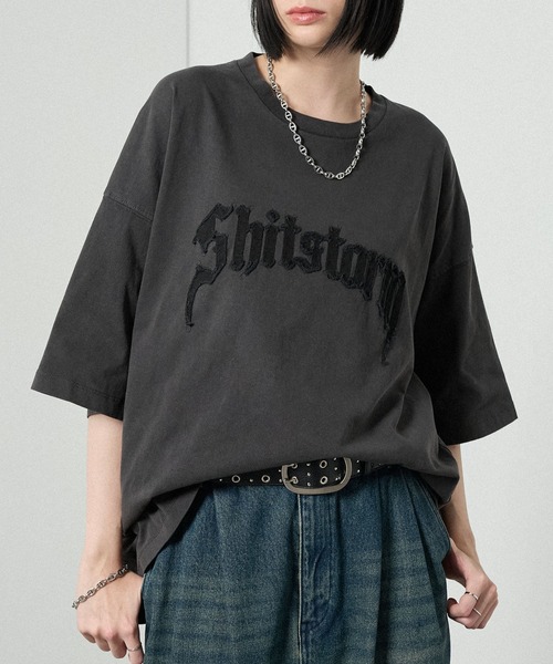 セール】【Alfred Alex】ヴィンテージ加工ピグメントロゴパッチTシャツ