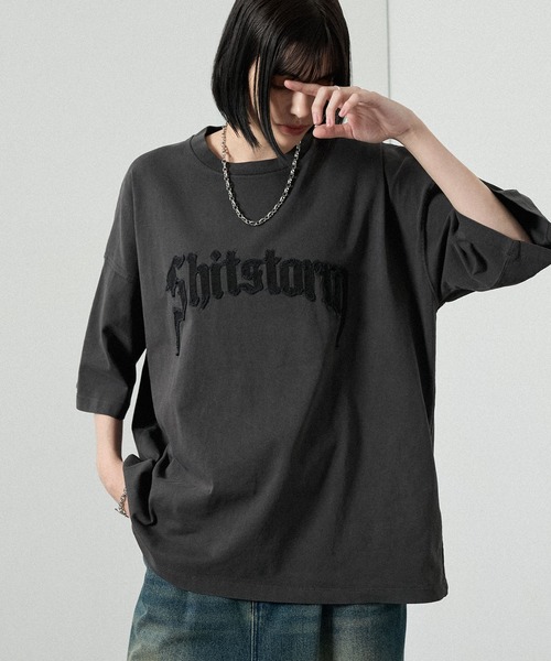 Alfred Alex】ヴィンテージ加工ピグメントロゴパッチTシャツ（Tシャツ