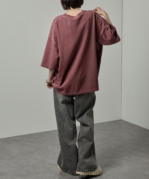 Alfred Alex】ヴィンテージ加工ピグメントロゴパッチTシャツ（Tシャツ