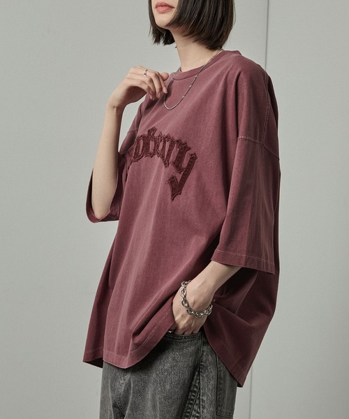 Alfred Alex(アルフレッドアレックス)の「【Alfred Alex】ヴィンテージ加工ピグメントロゴパッチTシャツ(Tシャツ/カットソー・メンズ・グレイッシュブルー/ブラック/ワイン/ダークブラウン/ブラック系/ブルー系・M/L)」の15枚目の写真