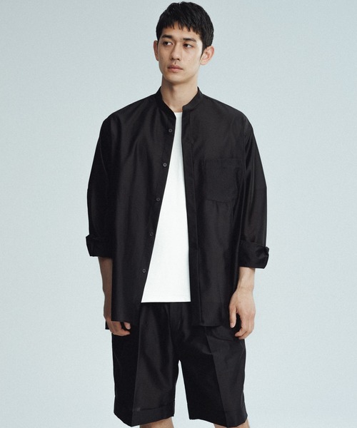 ADAM ET ROPE'(アダムエロペ)の「【ACT/アクト】超軽量 オーバーサイズ シアー バンドカラーシャツ / 速乾 / ストレッチ / イージーケア(シャツ/ブラウス・メンズ・チャコールグレー/ブラック・M/L)」の21枚目の写真